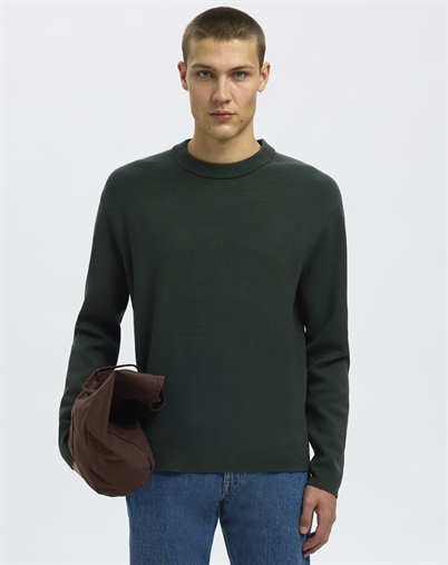 Selected - SLHTeller Relaxed Crew Neck Strik - Deep Forest 